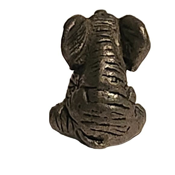 Miniature Elephant Figurine Pewter Trunk Up Tiny - Picture 5 of 8